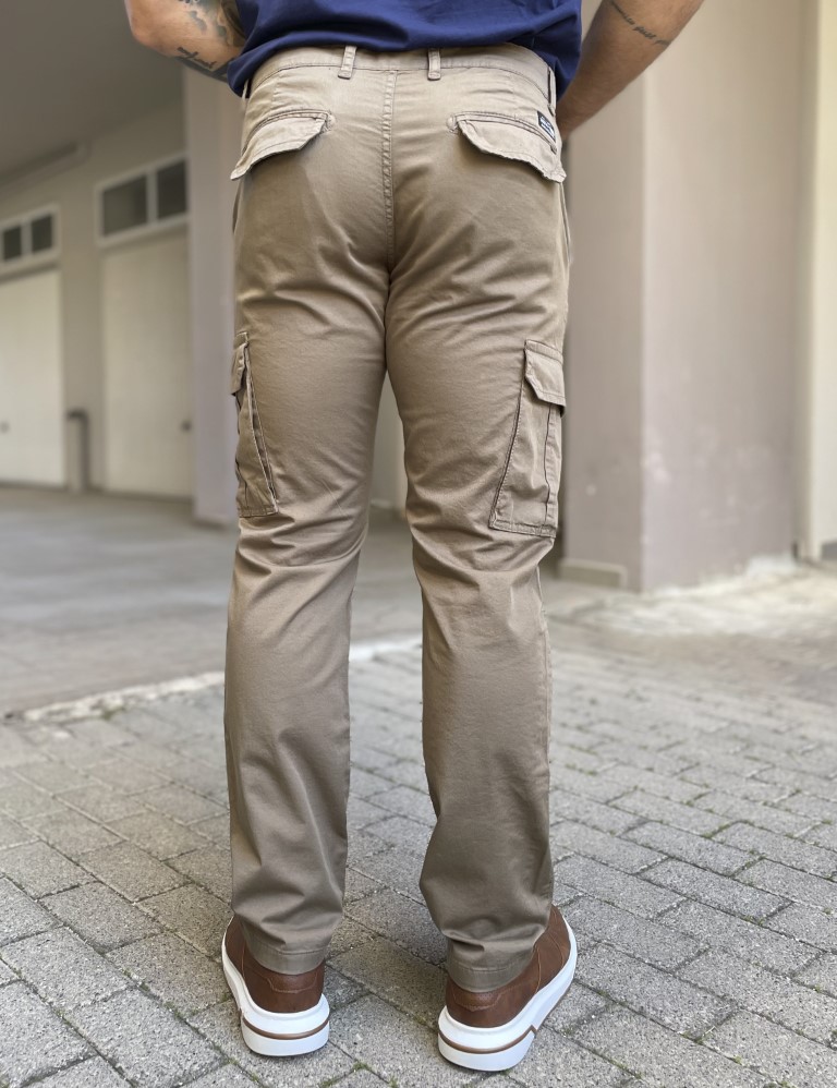 Ανδρικό cargo ίσιο πούρο υφασμάτινο παντελόνι BO1682P φωτογραφία